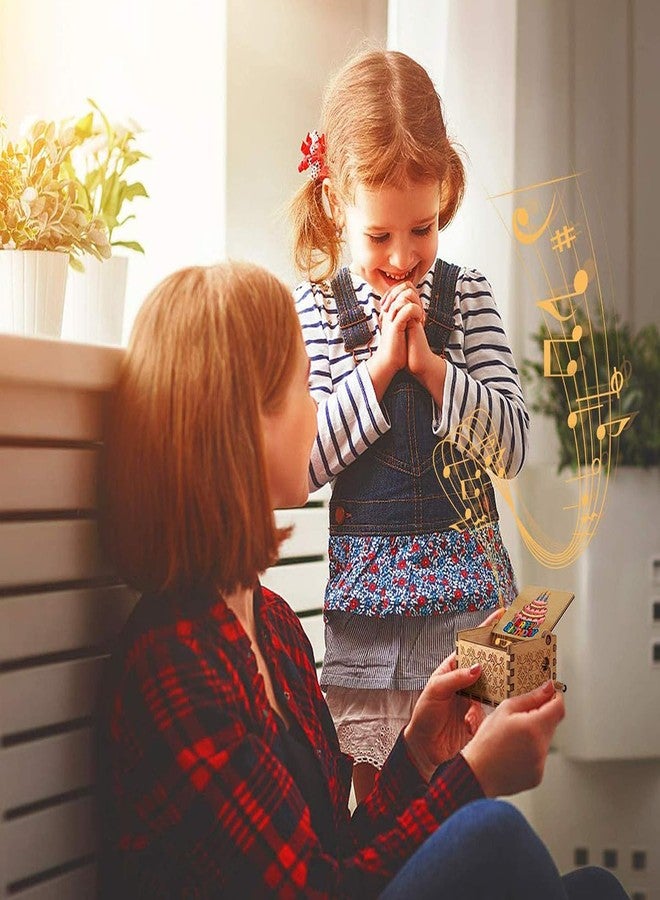 Patpat صندوق موسيقى خشبي عتيق الطراز من باتبات®، يعمل باليد، يُضفي لمسة جمالية على المكتب، صندوق موسيقى بنغمة عيد ميلاد سعيد، غطاء قابل للطي ونقوش زهرية محفورة، هدية عيد ميلاد للأطفال - Image 4